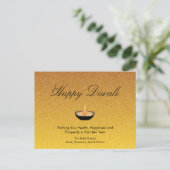 Happy Diwali Diya Lamp Glitter Gold Uitnodiging (Staand voorkant)
