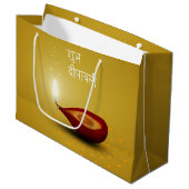 Happy Diwali Diya - Large Gift Bag Groot Cadeauzakje (Voorkant Gekanteld)