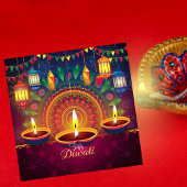 Happy Diwali Diya Mandala Festival van het Licht Feestdagenkaart
