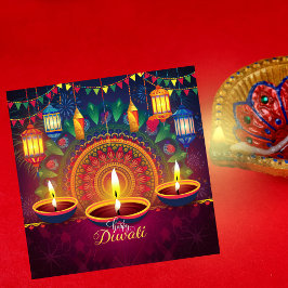 Happy Diwali Diya Mandala Festival van het Licht Feestdagenkaart