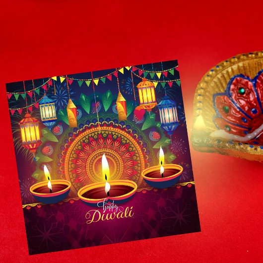 Happy Diwali Diya Mandala Festival van het Licht Feestdagenkaart