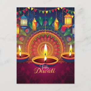 Happy Diwali Diya Mandala Festival van het Licht Feestdagenkaart