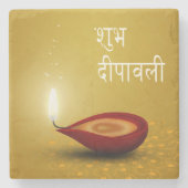 Happy Diwali Diya - Marmeren stenen Onderzetter (Voorkant)
