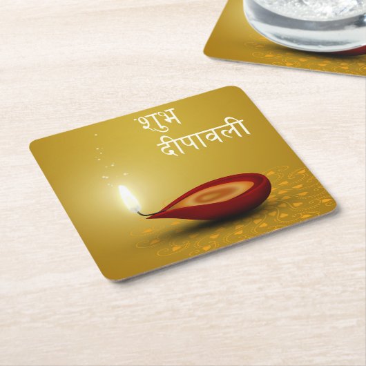 Happy Diwali Diya - Onderzetter papier (Schuin)