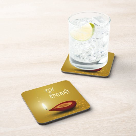 Happy Diwali Diya - Plastic Onderzetter (Rechterzijde)