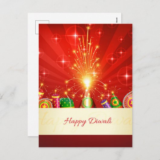 Happy Diwali Diya Vuurwerk Festival van het Licht Feestdagenkaart (Voorkant / Achterkant)