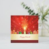 Happy Diwali Diya Vuurwerk Festival van het Licht Feestdagenkaart (Staand voorkant)