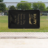 Happy Diwali Elegant Black Gold Typografie Spandoek (Insitu)