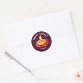 Happy Diwali Elegant Diya Lamp Customisable Ronde Sticker (Envelop)