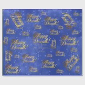 Happy Diwali Elegant Faux Gold Foil Script Blue Cadeaupapier (Vlak)