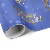 Happy Diwali Elegant Faux Gold Foil Script Blue Cadeaupapier (Rol Hoek)