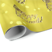 Happy Diwali Elegant Faux Gold Foil Script Yellow Cadeaupapier (Rol Hoek)