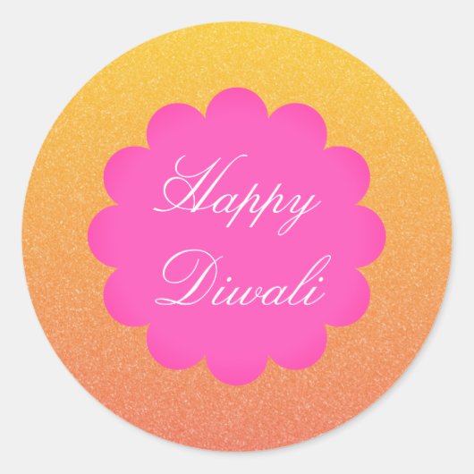 Happy Diwali Elegant Gold Pink Ronde Sticker (Voorkant)