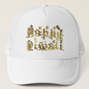Happy Diwali Elegant Gold Stars Typografie Trucker Pet