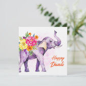 Happy Diwali (Elephant with Colorful Flowers) (Staand voorkant)