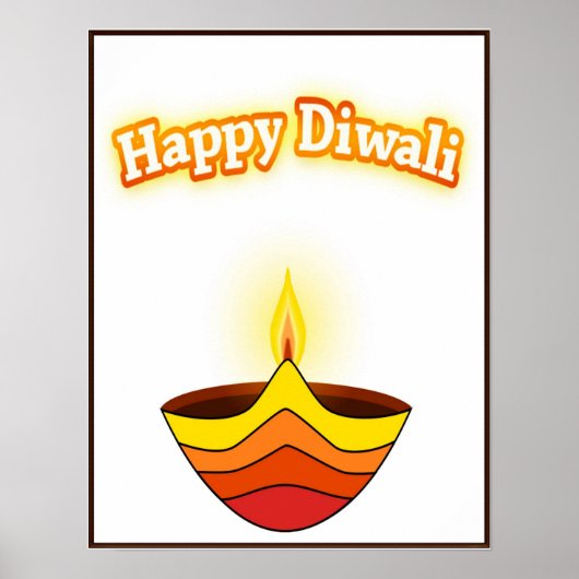 Happy Diwali en Diya Lamp Poster (Voorkant)