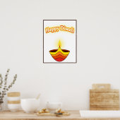 Happy Diwali en Diya Lamp Poster (Keuken)