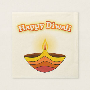 Happy Diwali en Diya Lamp Servetten