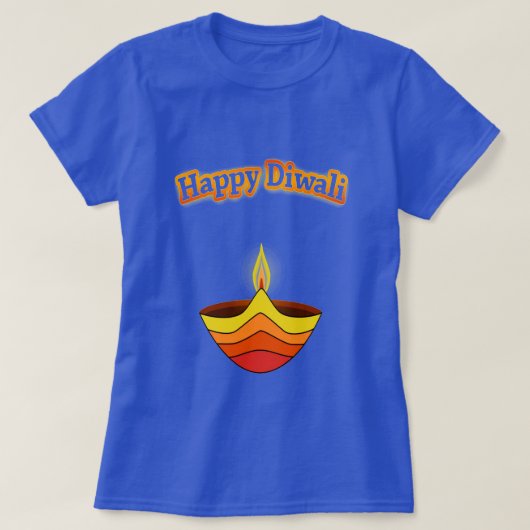 Happy Diwali en Diya Lamp T-shirt (Design voorkant)