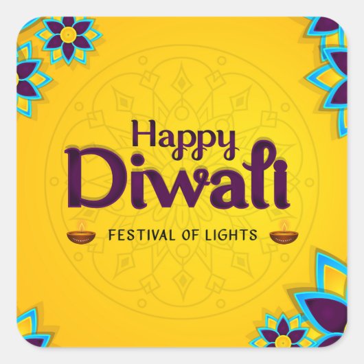 Happy Diwali Enevelope Seal Vierkante Sticker (Voorkant)