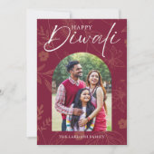 Happy Diwali Familie Foto Flat Holiday Kaart (Voorkant)