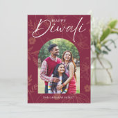 Happy Diwali Familie Foto Flat Holiday Kaart (Staand voorkant)