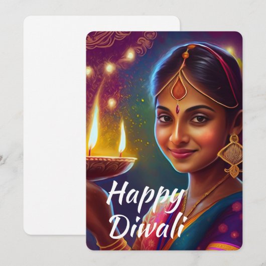 Happy Diwali Feestdagenkaart (Voorkant / Achterkant)