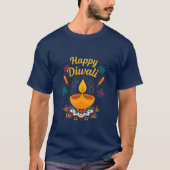 Happy Diwali Festival Design | Diya & Fireworks  T-shirt (Voorkant)