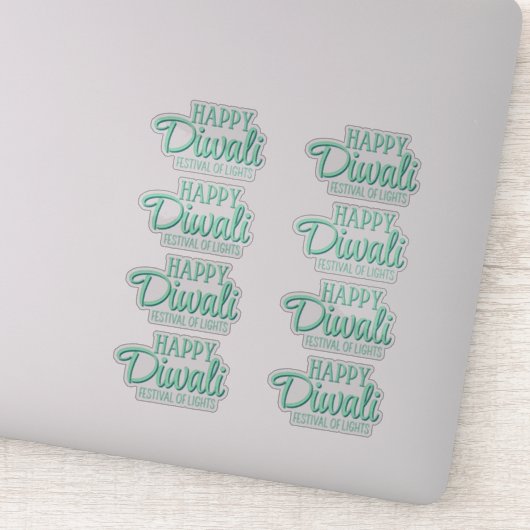 Happy Diwali Festival of Lights Aqua Deepavali Sticker (Detail)
