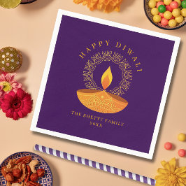 Happy Diwali Festival of Lights Diya Paarse Servet