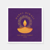 Happy Diwali Festival of Lights Diya Paarse Servet (Voorkant)