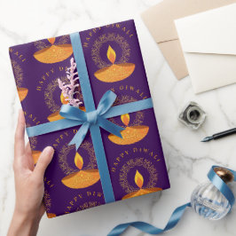 Happy Diwali Festival of Lights Paarse Cadeaupapier