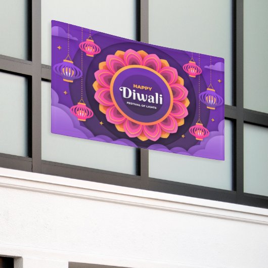 Happy Diwali Festival of Lights Spandoek (Buitenkant Gebouw)
