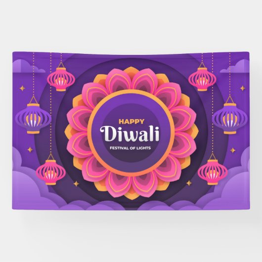 Happy Diwali Festival of Lights Spandoek (Horizontaal)
