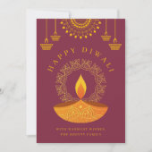 Happy Diwali Festival van het Licht Diya Feestdagenkaart (Voorkant)