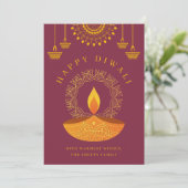 Happy Diwali Festival van het Licht Diya Feestdagenkaart (Staand voorkant)