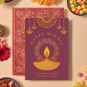Happy Diwali Festival van het Licht Diya Feestdagenkaart