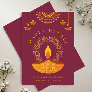 Happy Diwali Festival van het Licht Diya Feestdagenkaart