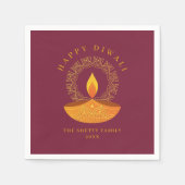 Happy Diwali Festival van het Licht Diya Servet (Voorkant)