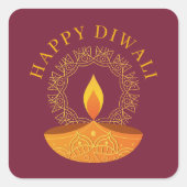 Happy Diwali Festival van het Licht Diya Vierkante Sticker (Voorkant)