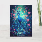 Happy Diwali Festival van Lichten Peacock Feestdagen Kaart (Voorkant)