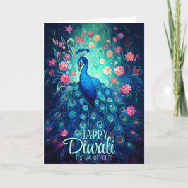 Happy Diwali Festival van Lichten Peacock Feestdagen Kaart