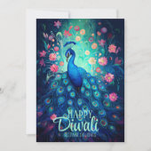 Happy Diwali Festival van Lichten Peacock Feestdagenkaart (Voorkant)