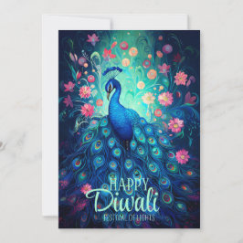 Happy Diwali Festival van Lichten Peacock Feestdagenkaart