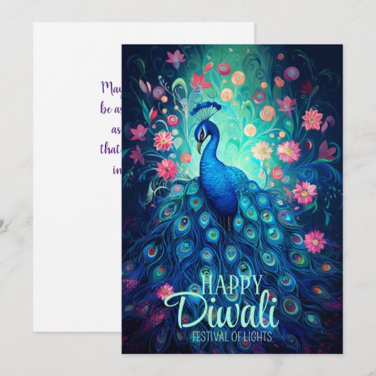 Happy Diwali Festival van Lichten Peacock Feestdagenkaart (Voorkant / Achterkant)