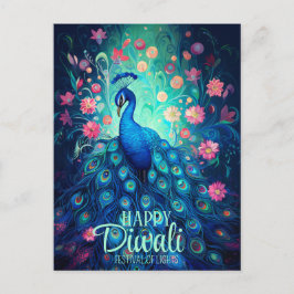Happy Diwali Festival van Lichten Peacock Feestdagenkaart