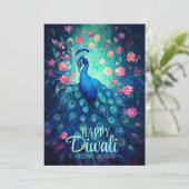 Happy Diwali Festival van Lichten Peacock Kaart (Staand voorkant)