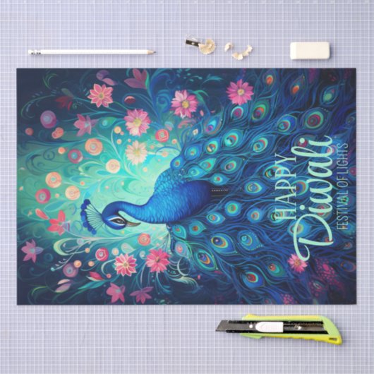 Happy Diwali Festival van Lichten Peacock Tissuepapier (Craft)