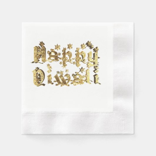 Happy Diwali Festival van Lights Gold Typografie Servetten (Voorkant)