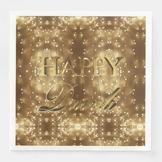 Happy Diwali Festival van Lights Gold Typografie Servetten (Voorkant)